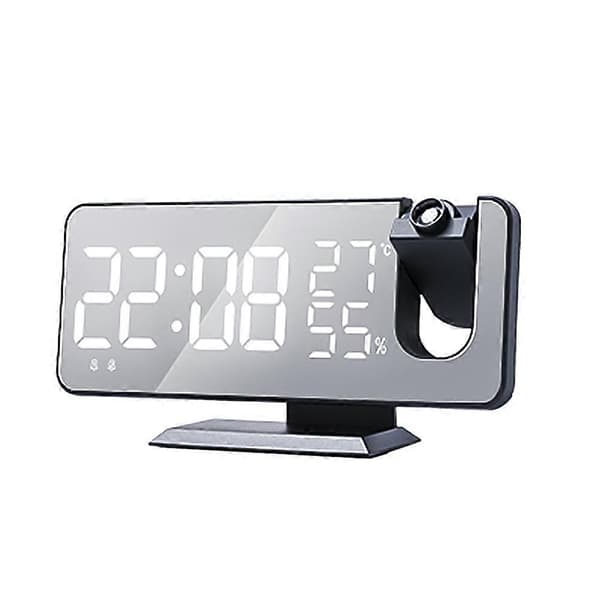 1 set LED-skärmsprojektionsklocka Väderprognosklocka Termometer-hygrometer