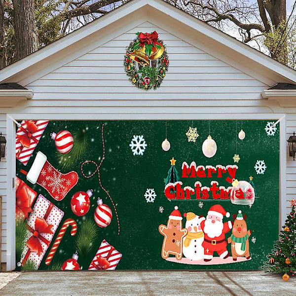 Stor Julgrindsbanner Julbakgrundsdekoration Semester, Julgrindsdekoration Garagebanner Utomhus (o, 4,8 2,1 m)