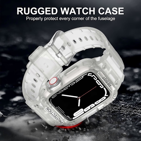 Robust armband med fodral kompatibelt med Apple Watch 45mm 44mm, Fullt skyddande stötfångare och armband för iWatch SE Serie 7 6 5 4