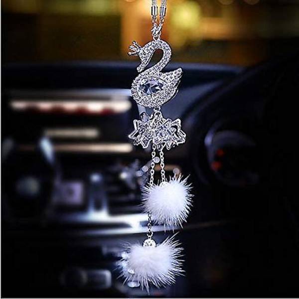 Auton taustapeilin riipus Kristalli Joutsenet Ripustus Koriste Auto Sisustus Koriste Auto Tarvikkeet Koti Dekor (Valkoinen)