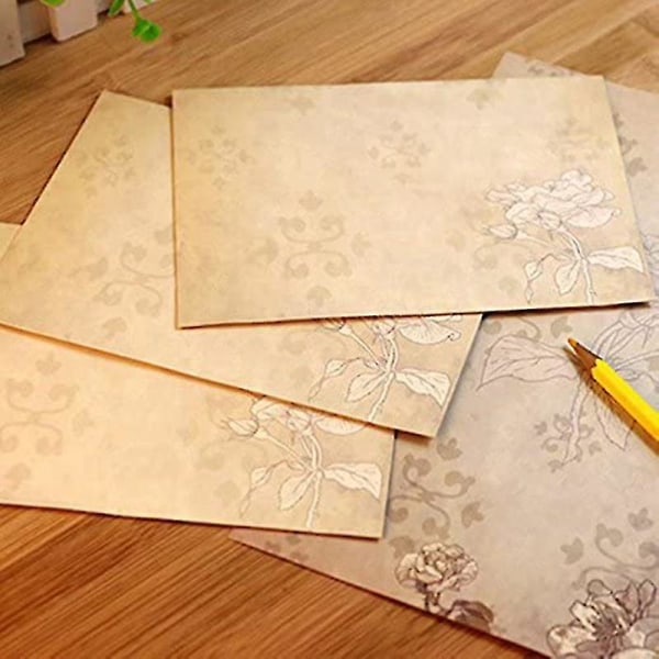 30 kpl Vintage paperitavarat kukka-kirjoituspaperia yhteensopivat kirjekuoret -sarjat käsinkirjoitettaville kirjeille