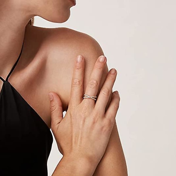 Wabjtam X-formet ring med simuleret diamant kors dame ring