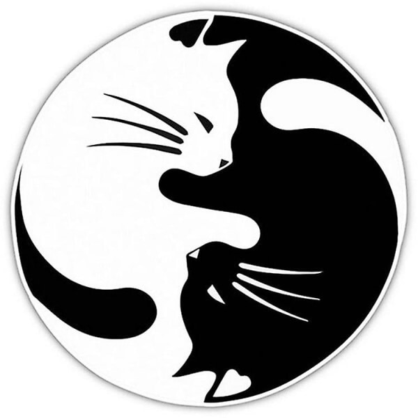 YIN YANG CATS Katteelsker Vinyl Decal Bilvæg Bærbar Mærkat, sæt med 2 stk