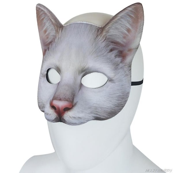 Unisex söt halv ansikte katt mask rollspel kostym prop djur karneval fest mask med elastisk rem för Halloween fest Dropship