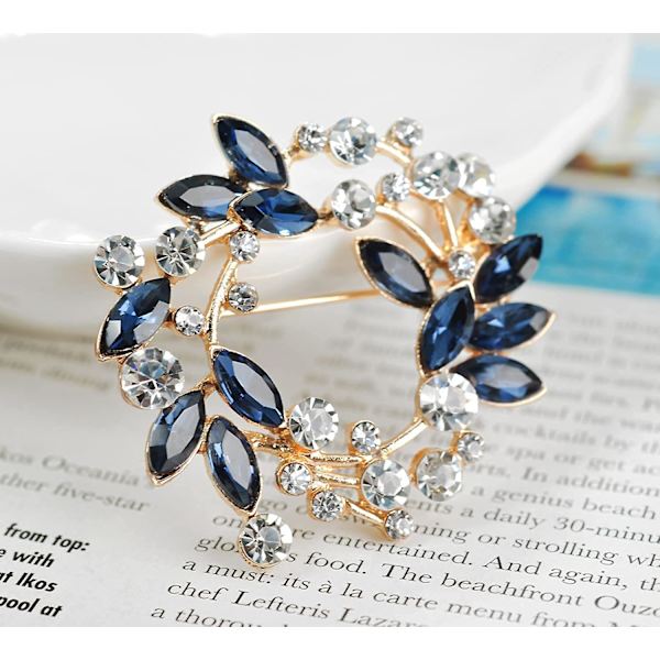 WABJTAM Klar Krystal Rhinestone Blomsterkrans Brosche