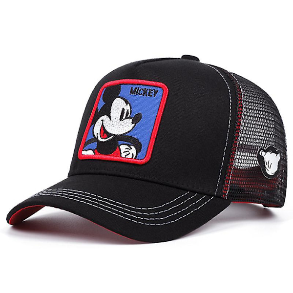 Cartoon broderad Mickey Mouse baseball keps utomhus mesh duckbill keps sommar solskydd andningsbar hatt Mickey Svart och Röd