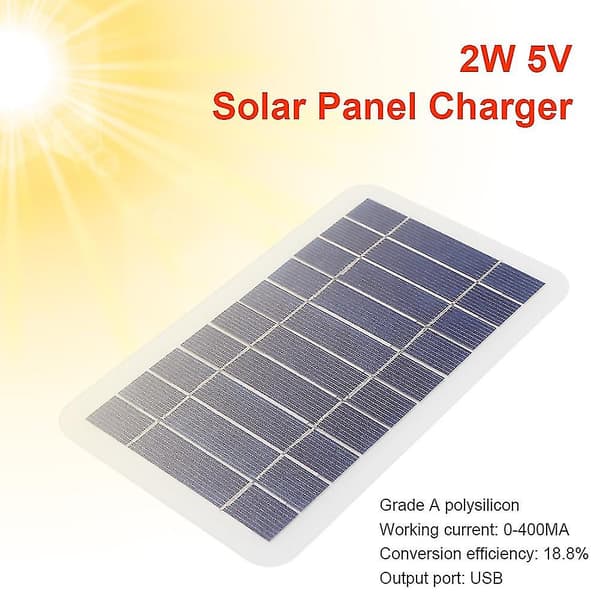 Usb solcellepanel 5v 2w 400ma bærbar solcellepanel output usb udendørs bærbart solcelleanlæg til mobiltelefonopladere