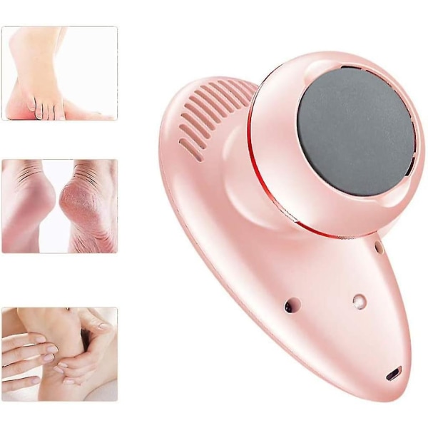 Bärbar elektrisk vakuumfotslip: USB uppladdningsbart verktyg för död hudvård (rosa)