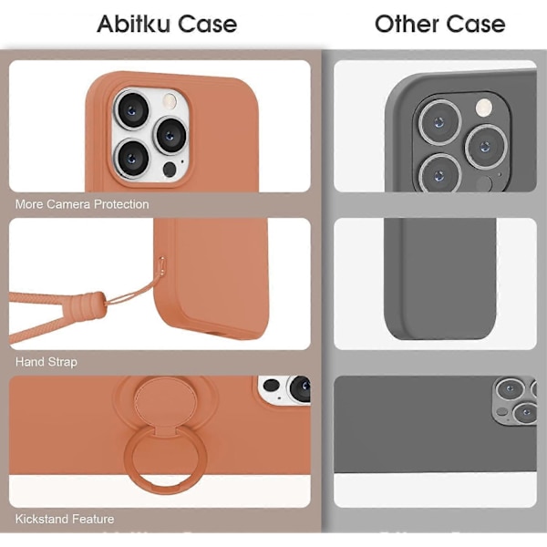 iPhone 13 Pro Max Skal, Silikon med 360-Graders Ringstativ (Stödjer Magnetisk Bilhållare) Mjuk Mikrofiberduk Fullt Skydd 6,7 tum (Orange)