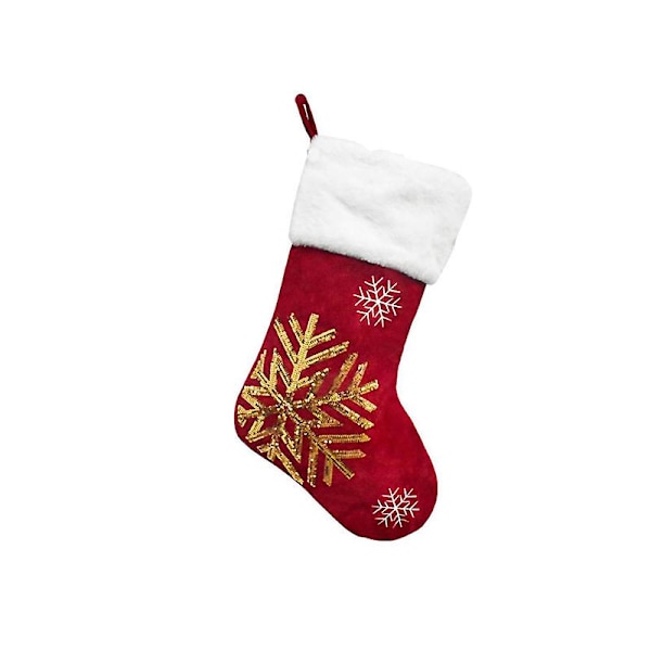 Julstrumpor Presentpåse Rensa Flanell Broderi Julstrumpor Julpresenter Julhängen (Snöflinga)