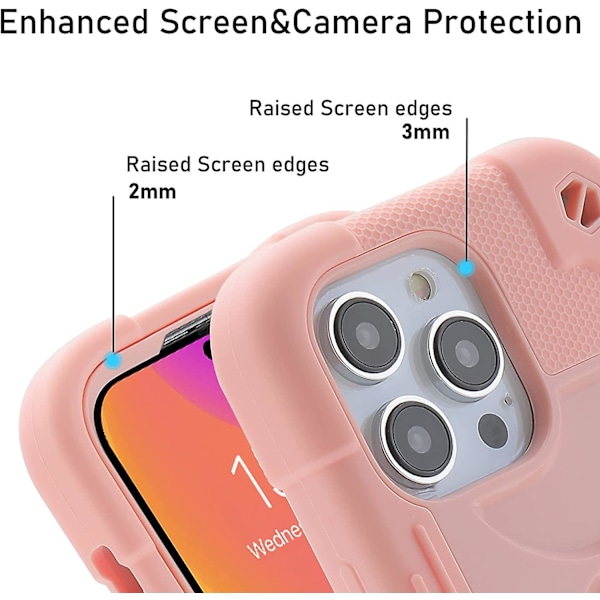 Kompatibel för Iphone 14 Pro Max Skal med Stativ, Robust Militärklass Stötsäkert Telefonfodral med Justerbar Ringkickstand för Iphone 6.7 2022