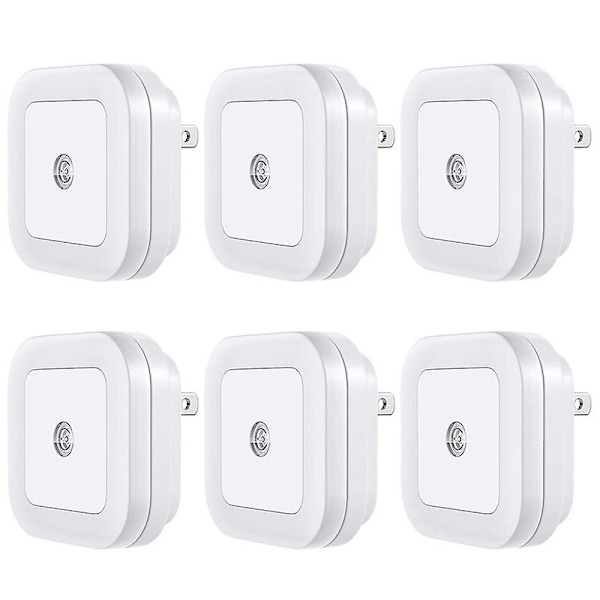 LED-nattlampa, plugin [6-pack] Super Smart Dusk to Dawn Sensor, nattlampor lämpliga för sovrum, badrum, trappor, kök, hall, barn, vuxna,