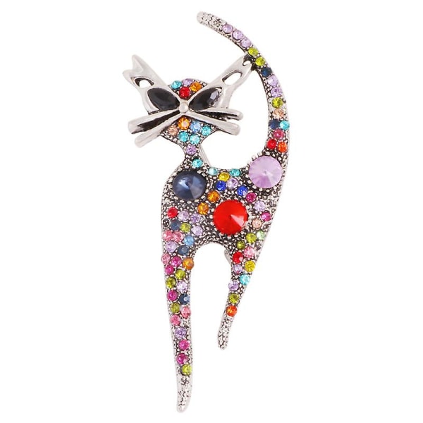 vintage kristall strass bisarra katt brosch halsduk spännnål för män kvinnor flicka mode personlighet smycken
