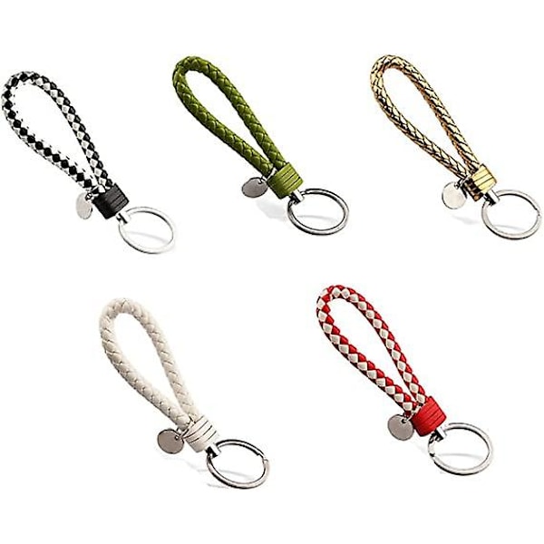 5PCS Nøkkelring Flettet Lær Nøkkelring for alle biler Nøkkelring Menn Nøkkelringer Kvinner Nøkkelkjede