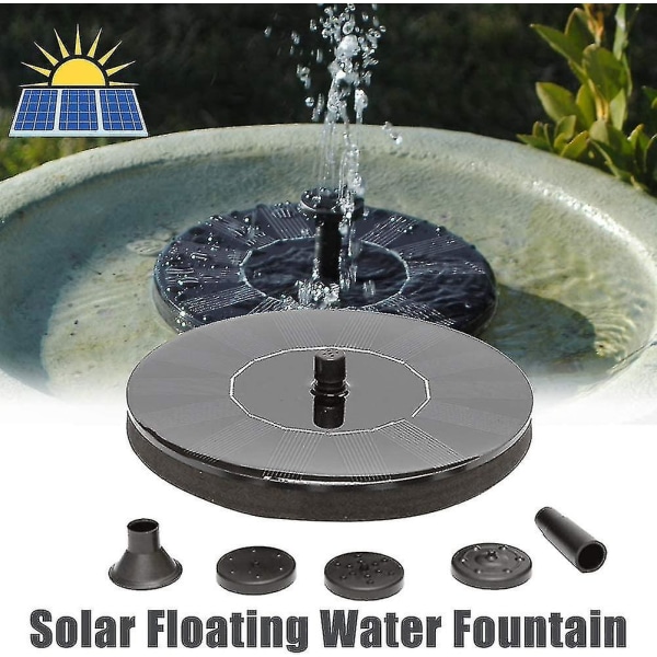 Solar fontene for fuglebad, 3,5 w mini solar vann fontene frittstående solar vannpumper med 5 forskjellige jet hoder, sol fontene for hage, dam