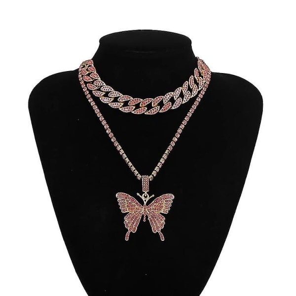 Mode Layered Butterfly Pendant Micro Shiny Zircon Rhinestone Charm