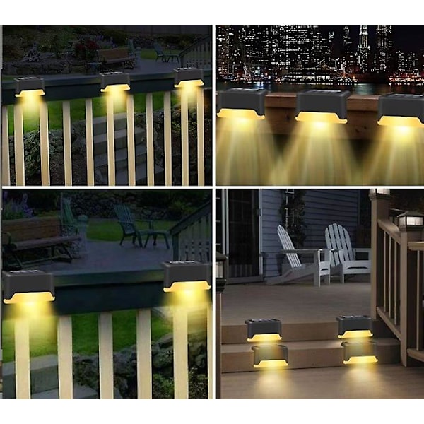 6 Pakke Solcelle Dekklys, Solcelle Dekk LED-lys for Utendørs, Vanntett Solcelle LED-lys for Dekk, Trinn, Rekkverk, Vegg, Terrasse, Hage, Trappe, Gård og