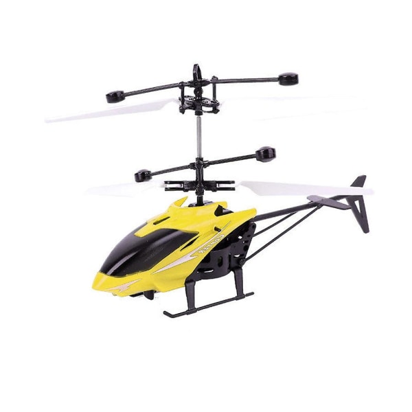 Gest Fjärrkontroll Helikopter Leksak Induktion Flygupphängning Flygplan med Lätt USB Uppladdningsbar Auto Power Off Gul