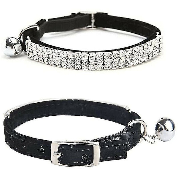 Cat Collar Suede Pet Safety Kitten Rhinestone Neck Decor Adjustable