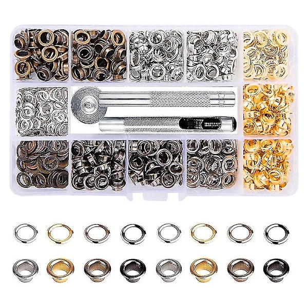 3/16 tum 400 st Öglor Kit Grommet Set Kompatibel med Skor Kläder (4 Färger)