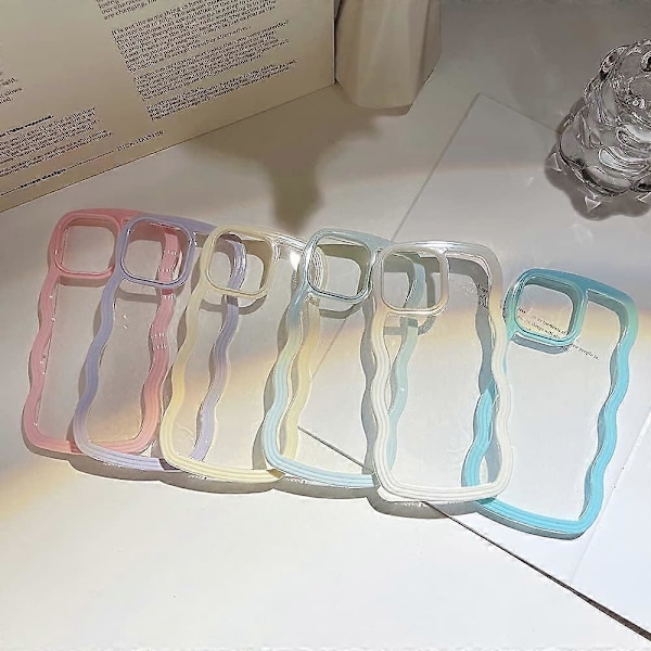 Kompatibel med iPhone XR Skal, Söt Lockig Vågrams Klar Skal, Transparent Mjuk Silikon TPU Stötskydd - Gul