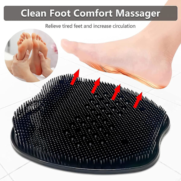 Stor duschfotborste, silikonfotborste med halkfria sugkoppar, rengör, exfolierar, fotcirkulation och lindrar trötta fötter