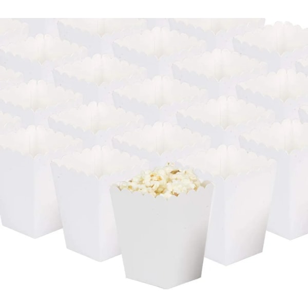 24 st Popcorn Box -Popcorn Bag - Kartong Snack Godisbehållare Vit