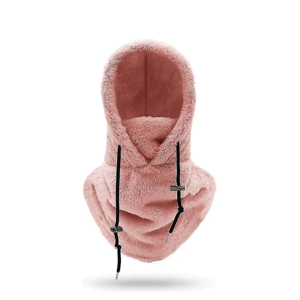 Sherpa Hood Ski Mask Talvi Balaclava Kylmä Sää Tuulenpitävä Säädettävä Lämmin Hupullinen Cover Cap (vaaleanpunainen)