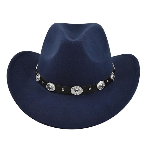 Klassisk Cowboy Hat Retro Jazz Hat Etnisk Uld Top Hat Filt Hat Retro Faux Fårehat Cowboy Hat