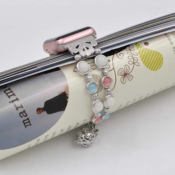 Kompatibel med Watch Band 38 Night Luminous Pearl iWatch Armband med rostfritt stålspänne Kompatibel med Series 5/4/3/2/1 (Silver)