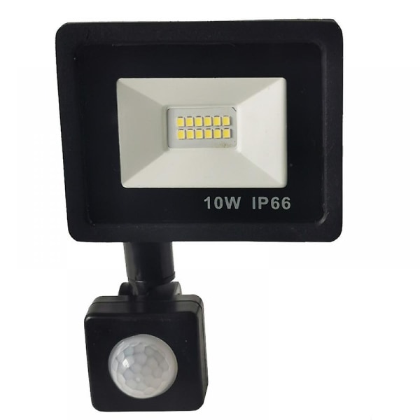 10w led rörelsesensor strålkastare, utomhus rörelsesensor led strålkastare, led strålkastare med sensor 1000lm 6500k, Ip66 vattentät för trädgård, uteplats, Ya