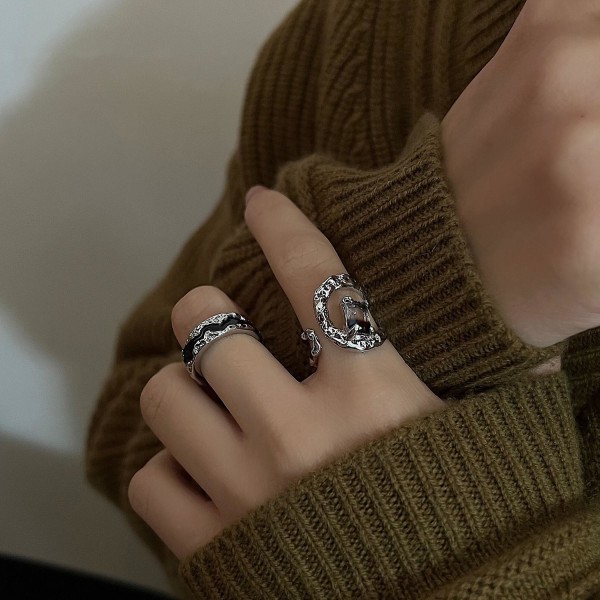 Wabjtam Gradient Stone Ring, Åpen Ring for kvinner, 3pack
