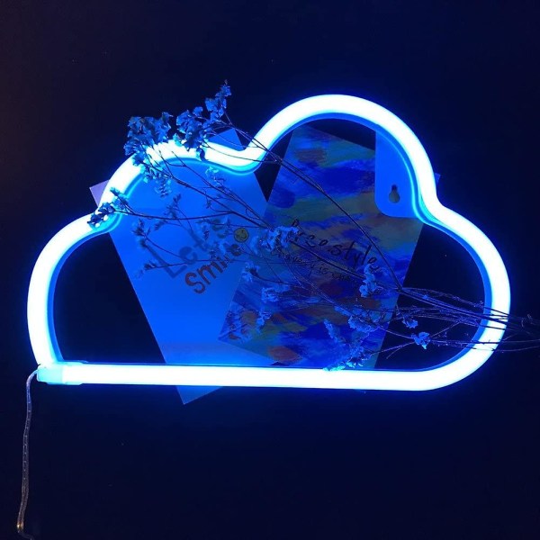 WABJTAM LED Neon Cloud-skiltdekor, veggdekor til jul, bursdagsfest, barnerom, stue, bryllupsdekorasjon (blå)