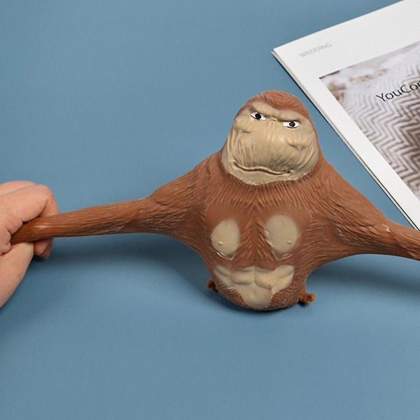 Gorilla Stretchy Squishy Antistress Squeeze Elastic Monkey Simulation Toy Gift（Brun）