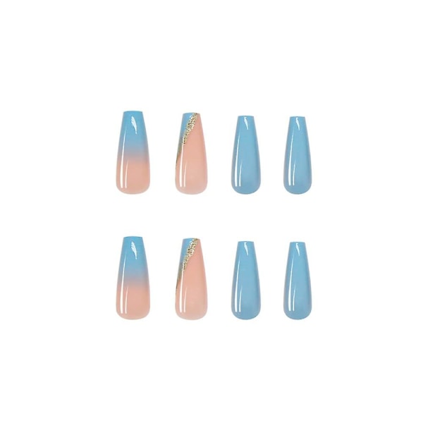 1 st Nagelkonst Falska Naglar (z157 Blå Gradient [lim]) Smink