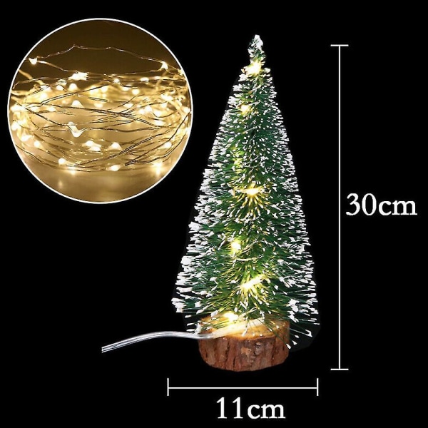 Mini cedertræ juletræ med led lys Fest Lille fyrretræ String Light Home Juleindretning gave（Varmt lys）