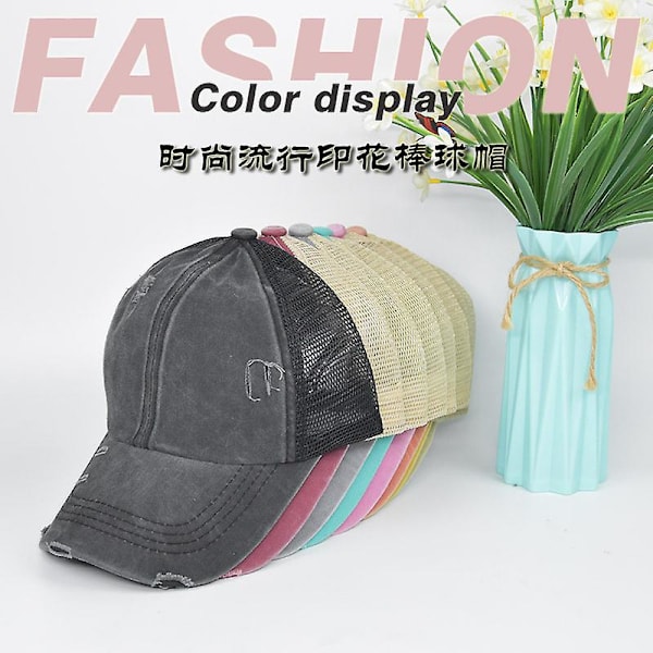 Stretch Cross Ponytail Hat Ripped Ponytail Hat Washed Cross Ponytail Mesh Hat Dame Fletning Hat