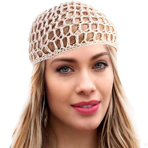 100% nyt, kvinder piger mesh hår net hæklet kasket Snood Sovende nathætte cover Turban hatte til at sove (Pink)
