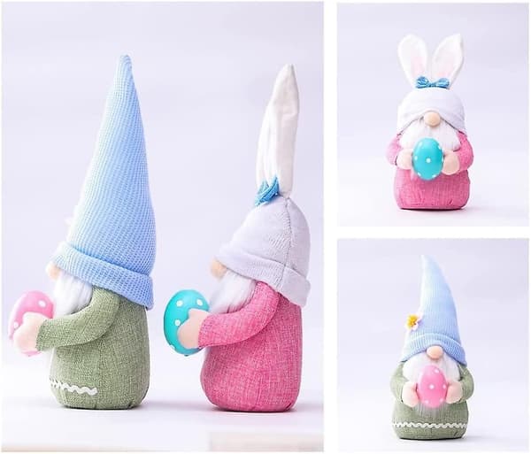 2 st Påskkanin Tomte Ornament, Påskdocka