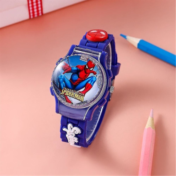 Otwoo Kids Spiderman Watch Rotation Flip-klockor med justerbar rem Födelsedagsjulpåskpresent（Royal Blue）