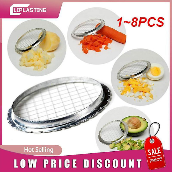 1~8PCS Äggskärare Kokt Skiva Rostfritt Stål Galler Frukt Grönsakshackare Äggdelare Skärverktyg Kökstillbehör（B Silver 6pcs）