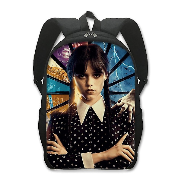 Wednesdays Addams Ryggsekk Barn Studenter Skoleveske Bærbar PC Tilfeldig Reise Ryggsekker Bokveske Bag（C）