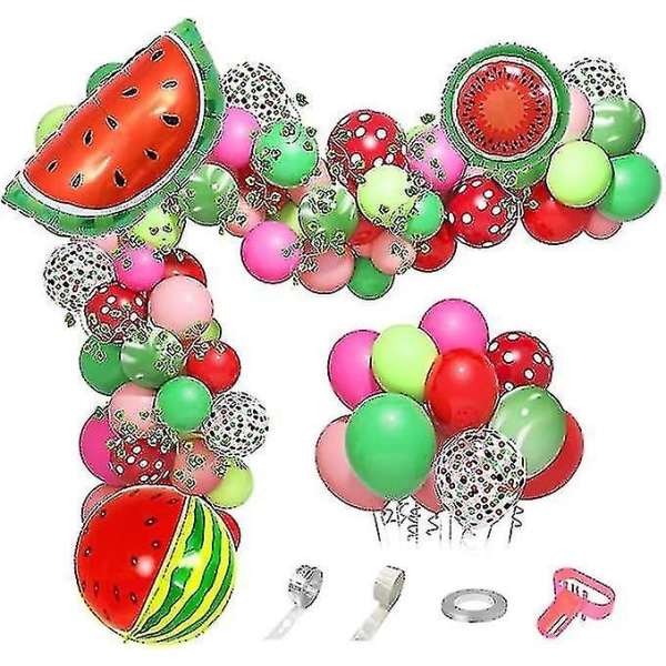 110 st Vattenmelon Festdekorationer Ballongbåge Garland Kit - Röd Grön Polka Dot Vattenmelon Ballonger Vattenmelon Vines För Baby Shower Födelsedag Summ