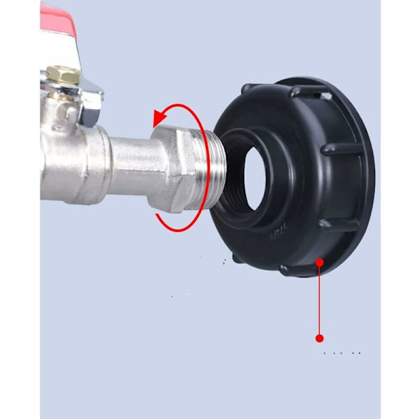 Hane Tank 1000L Regnvandssamler, IBC Vandtank Adapter 1/2' Dobbelt Regn, Legering Materiale Hane Lavet af PP Grov Gevind 60mm