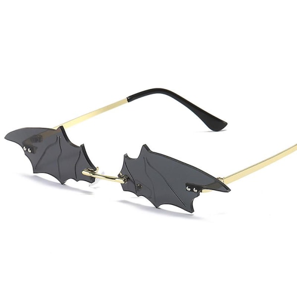 Halloween-briller Flaggermus Solbriller Stilig uten innfatning Uregelmessige metallbriller Kvinner Menn Costume Party Club-briller（grå）