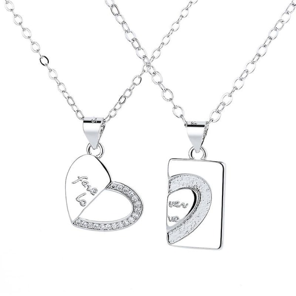 2pcs Lovers Necklaces For Couples Heart two in one Necklace