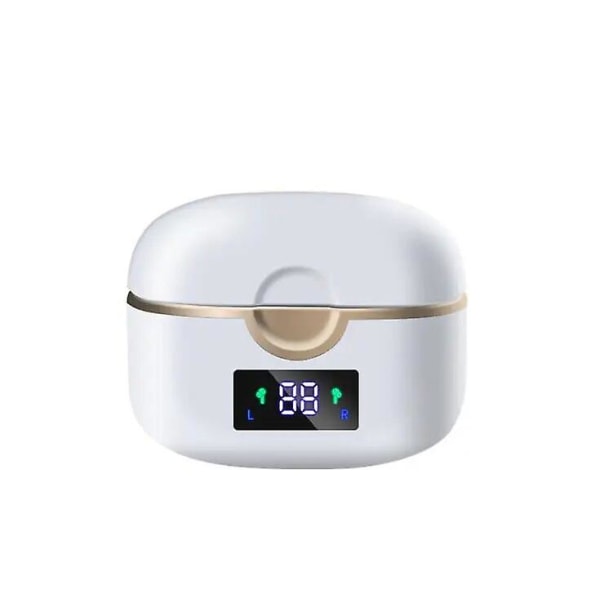 TWS trådløse Bluetooth-øretelefoner med dobbelt dynamisk spole, fire højttalere, batteridisplay, touch 5.0, sportsøretelefoner (hvid)