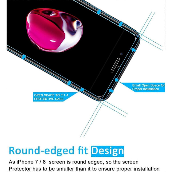 [3-pack] Skärmskydd av härdat glas, designat för iPhone 8/7 (4,7 tum), fodralvänligt, extremt tåligt
