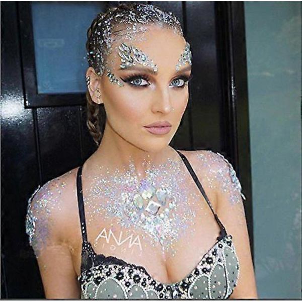 6 Set Rhinestone Mermaid Ansiktsjuveler Tatuering - Kroppsstickers Kristall Tårar Gem Stenar Bindi Tillfälliga Stickers (Samling 1)