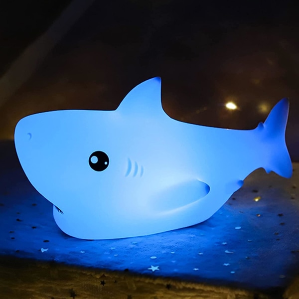 WABJTAM Cute Shark Night Light, Shark Light Velegnet til Baby Boy Girl Fødselsdagsgave Natlampe til børn Teenageværelsesindretning, USB genopladelig silikone A